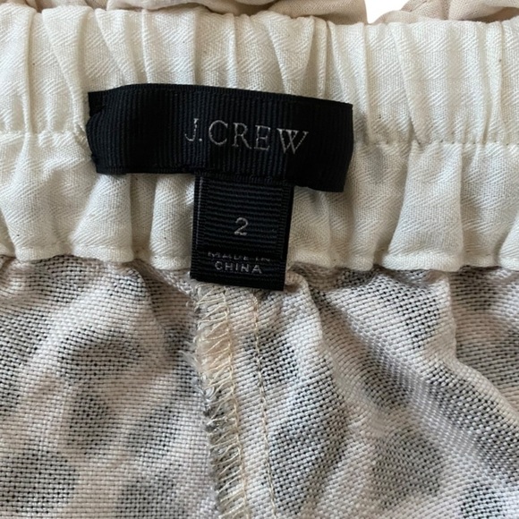 J. Crew Leopard Print Ruffle Waist Cropped Linen Pants - Picture 6 of 9